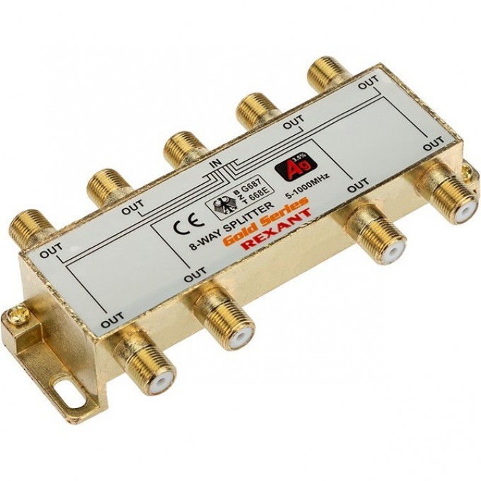 Делитель REXANT ТВ х 8 + 9шт. F BOX 5-1000МГц GOLD 05-6105-1 Делитель REXANT ТВ х 8 + 9шт. F BOX 5-1000МГц GOLD 05-6105-1