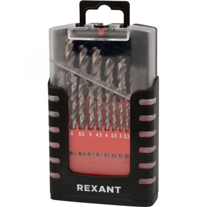 Набор сверл по металлу REXANT Р6М5 1-10 мм (через 0,5 мм), 19 шт 91-0635 Набор сверл по металлу REXANT Р6М5 1-10 мм (через 0,5 мм), 19 шт 91-0635