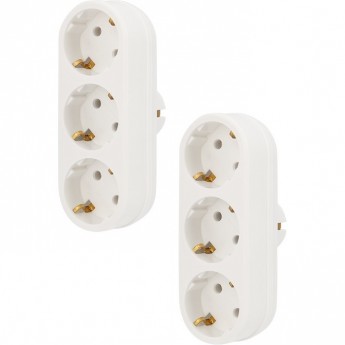 Набор тройников электрических линейных REXANT 16 А с заземлением, белый (2 шт./уп.) Набор тройников электрических линейных REXANT 16 А с заземлением, белый (2 шт./уп.)