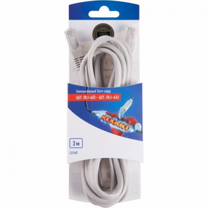 Патч-корд REXANT U/UTP RJ45-RJ45 PVC 3 м 06-3203 Патч-корд REXANT U/UTP RJ45-RJ45 PVC 3 м 06-3203