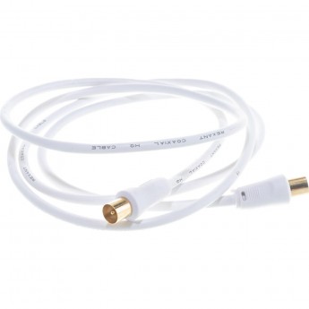 Шнур REXANT ТВ штекер - ТВ штекер, длина 1,5 метра, белый