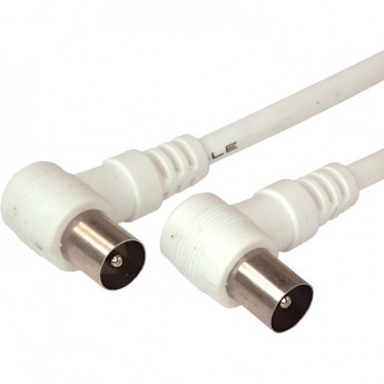 Шнур REXANT ТВ штекер - ТВ штекер, угловой, длина 1,5 метра, белый