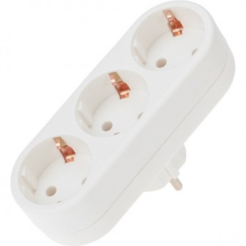 Тройник электрический REXANT линейный 16 А с заземлением белый Тройник электрический REXANT линейный 16 А с заземлением белый