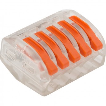 Универсальная клемма REXANT СМК 222-415, 5-проводная прозрачная 0,08-2,5/4 мм² (40 шт./уп.) Универсальная клемма REXANT СМК 222-415, 5-проводная прозрачная 0,08-2,5/4 мм² (40 шт./уп.)